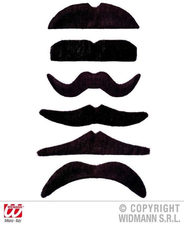 Actual product image Widmann Black moustache in various shapes self-adhesive 1 piece