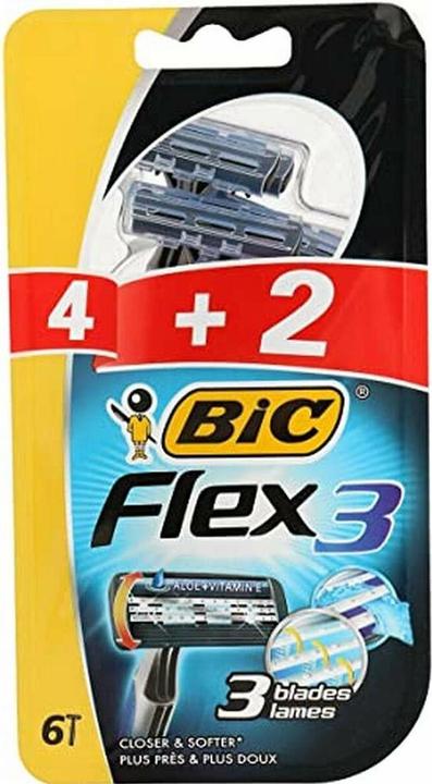 Bic Flex 3 Classic Disposable Razor With Aloe Vitamin E blister 4 2 Units