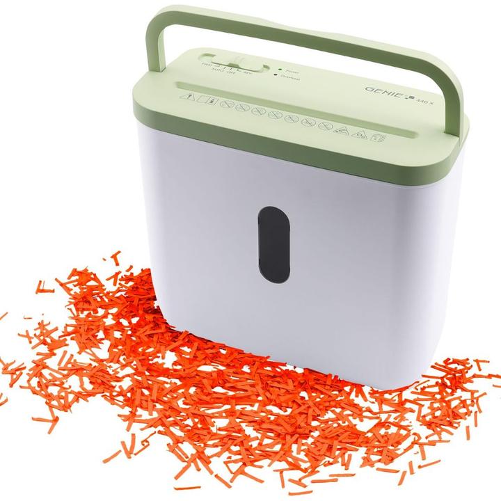 Actual product image Olympia 440X document shredder with particle cut P-4, 4 x 38 mm, up to 4 sheets, white/green (Particle cut)