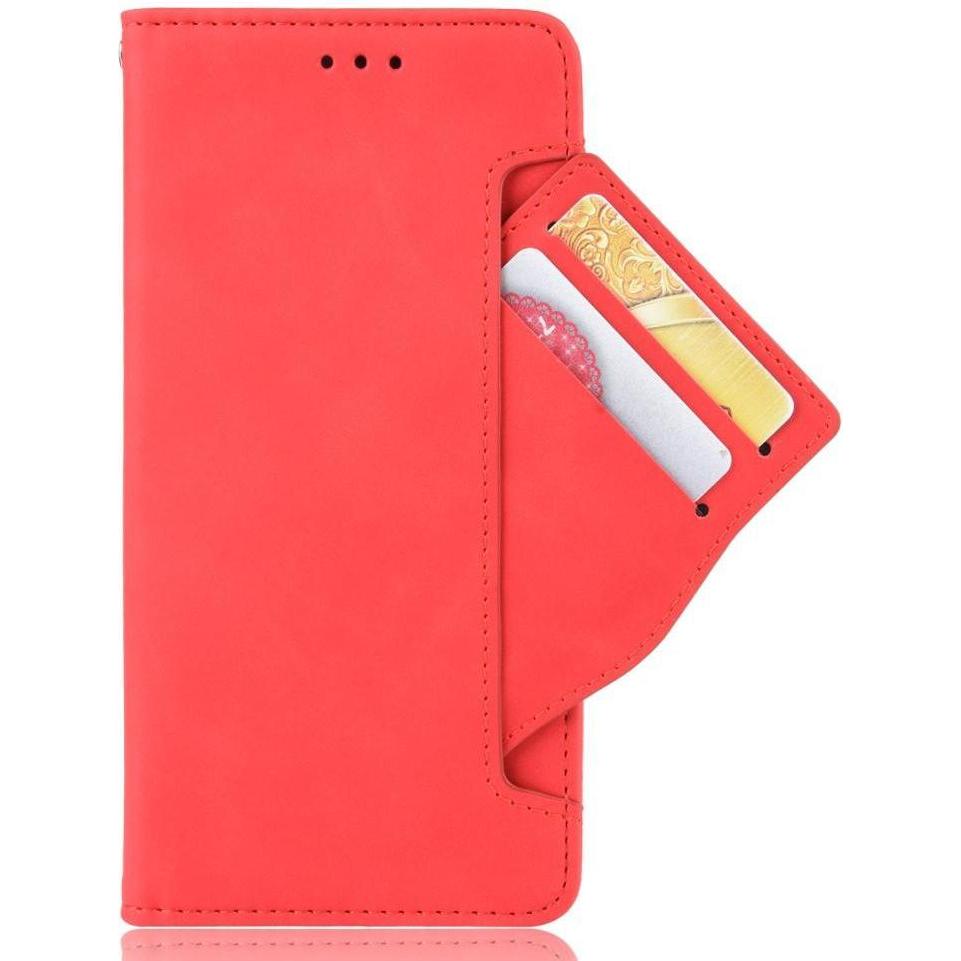Cover-Discount iPhone 13 Pro - Etui mit vielen Kartenfächer rot (Apple iPhone 13 Pro), Smartphone Hülle, Rot