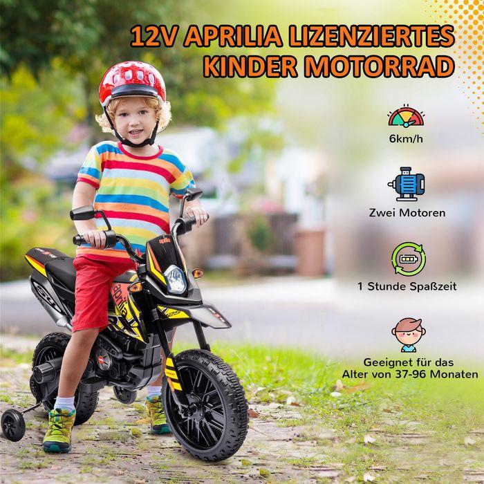 Produktbild Swisshandel24 Kinder Elektro-Motorrad, 12V Kindermotorrad mit Musik, 6 km/h, 3-8 Jahre, bis 30kg, gelb (12 V)