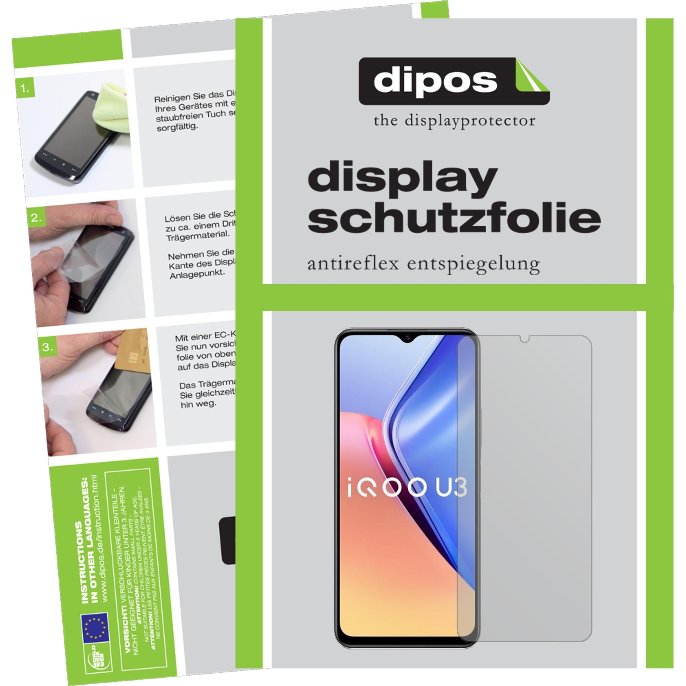 Dipos Displayschutzfolie Antireflex (2 Stück, Vivo iQOO U3), Smartphone Schutzfolie, Transparent