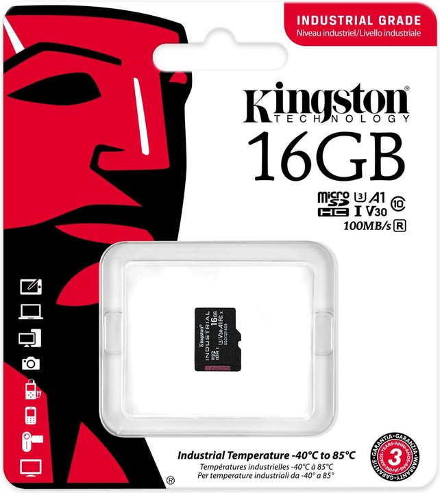 Actual product image Kingston microSDHC Industrial (16 GB, microSDHC, U3, UHS-I)