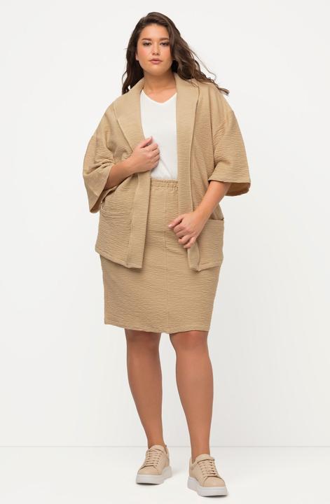 Immagine prodotto Ulla Popken Kimono in felpa di cotone biologico con texture 3D, collo e maniche a 3/4 (46, 48)