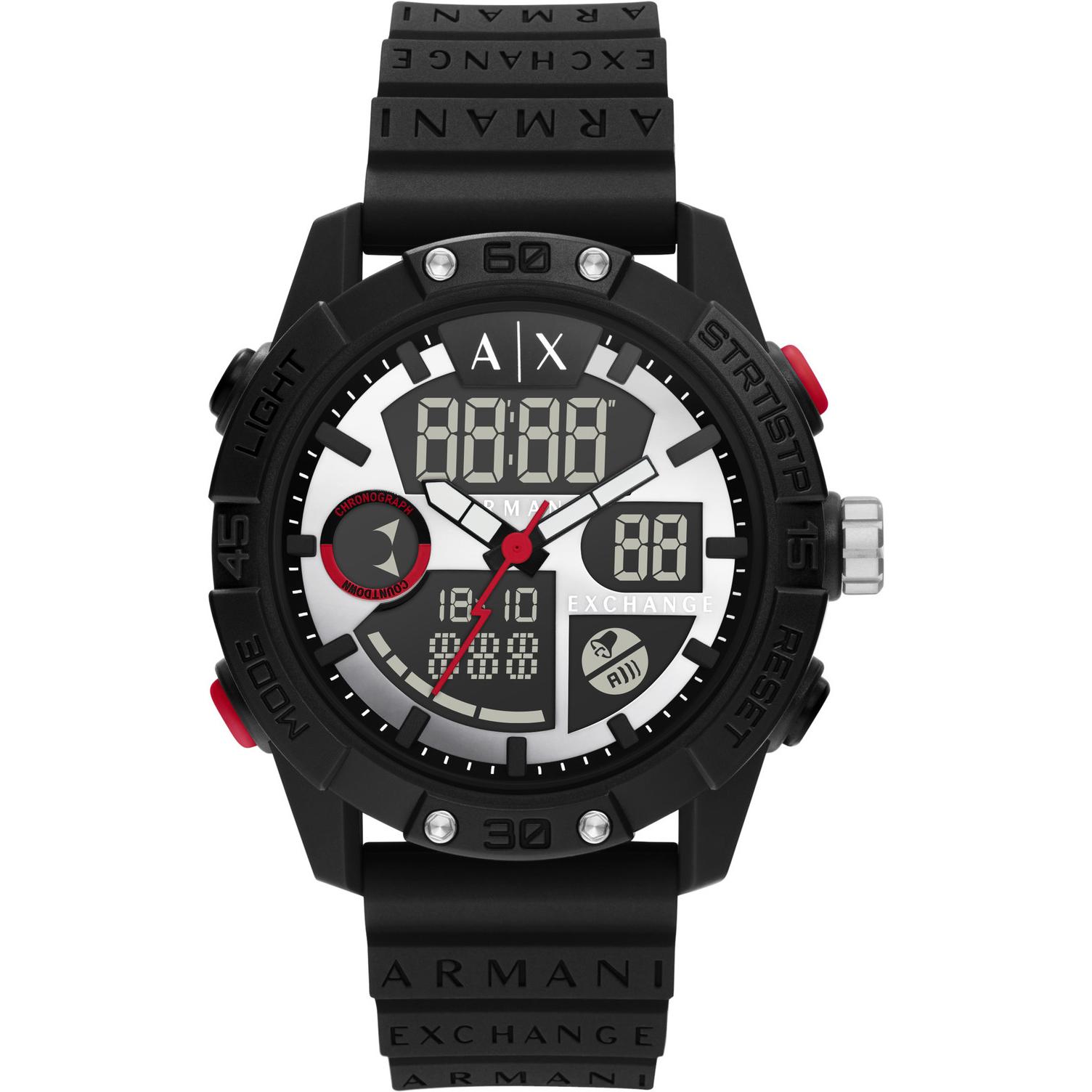 Armani Exchange, Armbanduhr, D-Bolt, Schwarz, (Analoguhr, Digitaluhr, 46 mm)