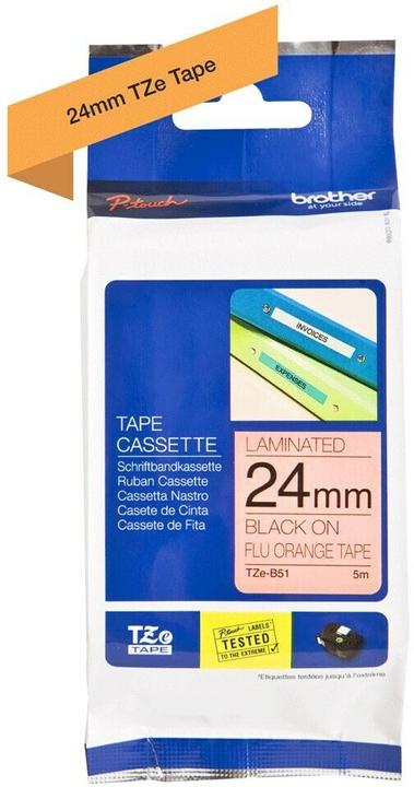 Produktbild Brother TZB51 24 Schwarz AUF Orange (2.40 cm, Orange, Schwarz)
