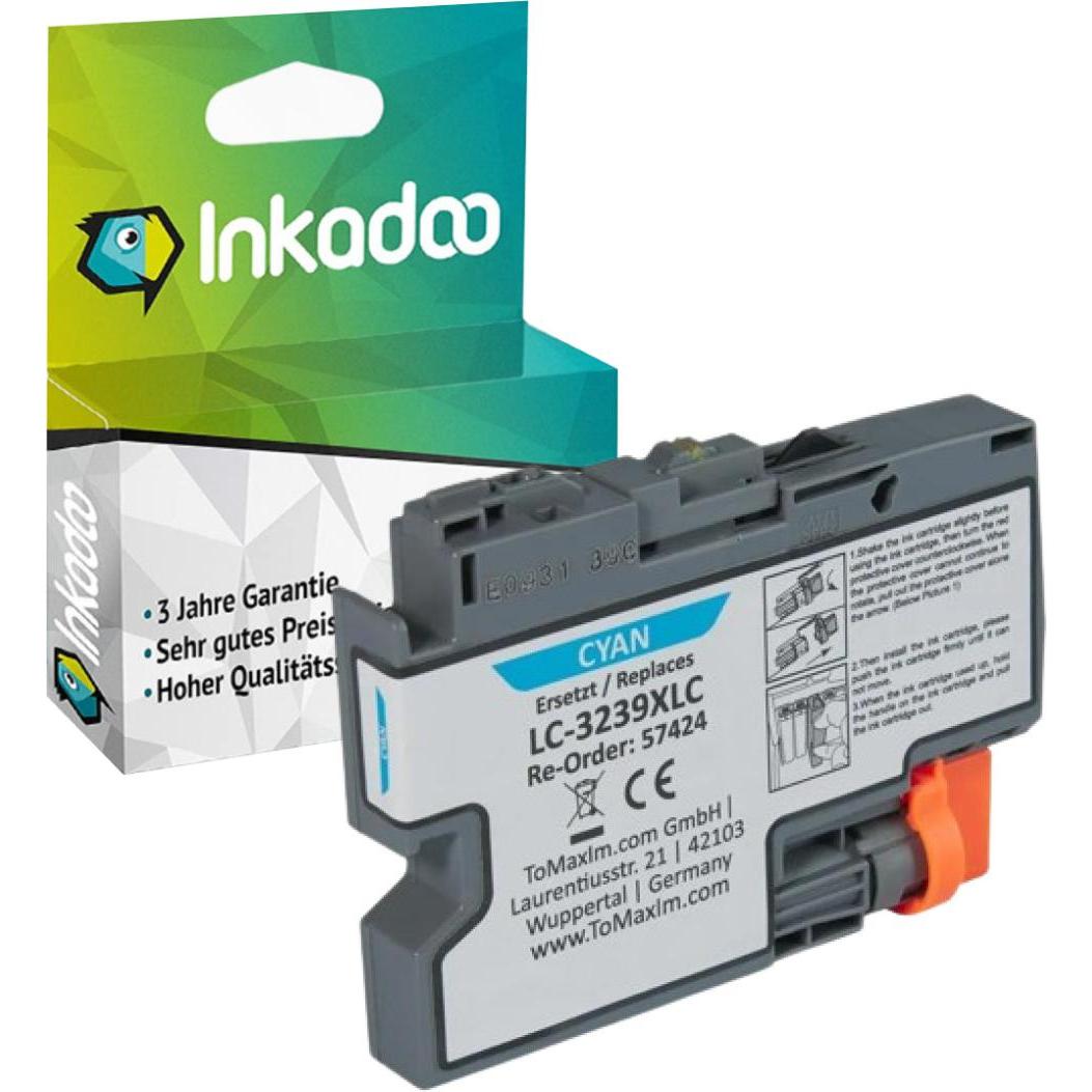 Inkadoo, Druckerpatrone, Druckerpatronen kompatibel zu Brother LC-3239XLC Tintenpatrone, cyan Cyan (C)
