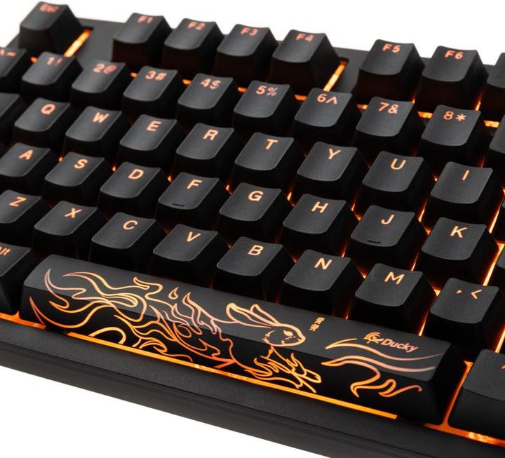 Actual product image Ducky Shine 7 PBT Gaming Keyboard, MX-Speed-Silver, RGB LED - blackout (US) (US, Cable)
