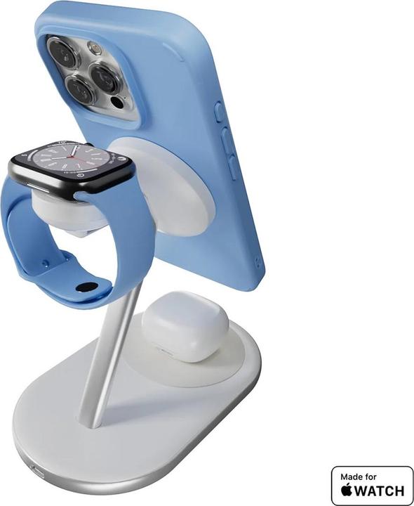 Actual product image Puro Mag Station Qi2 3-in-1 Kabelloses Ladegerät Kompatibel mit MagSafe - Weiss (30 W)