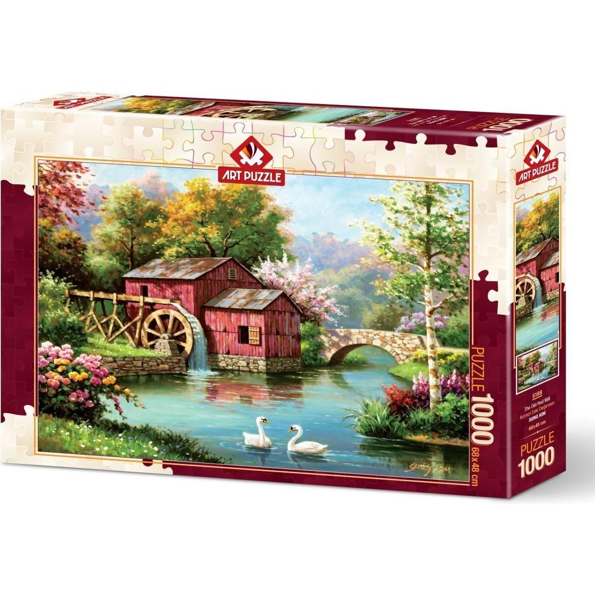 Art Puzzle Puzzle 1000 Rote alte Mühle (1000 Teile)