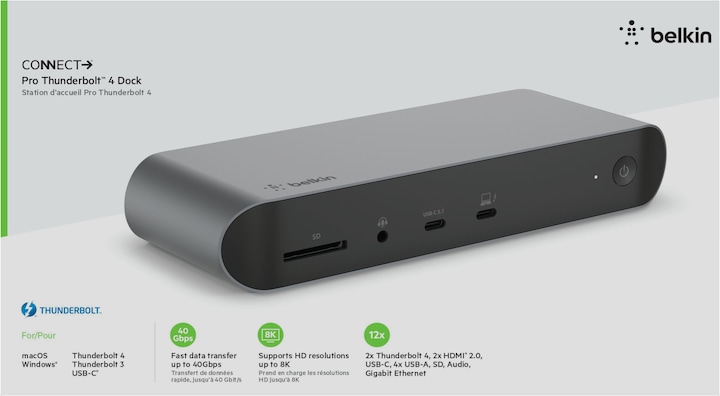 Actual product image Belkin Thunderbolt 4 Dock Pro (Thunderbolt, 8 Ports)