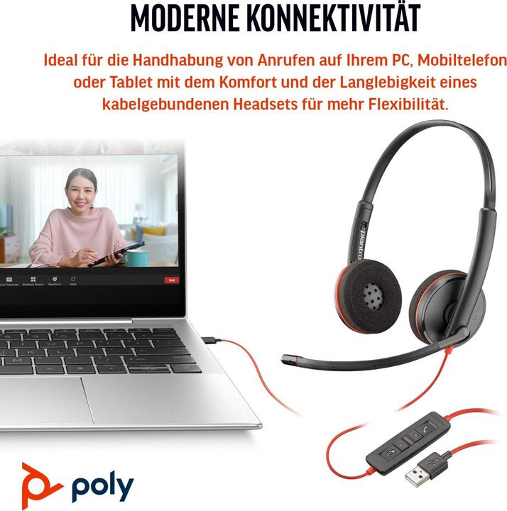 Produktbild HP Poly Blackwire C3220 UC (Kabelgebunden, USB-A, Unify)