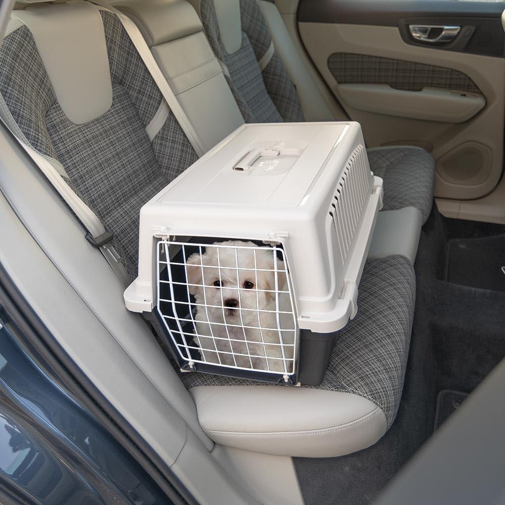 Ferplast Transport rigide pour Chiens de Petite Taille et Chats ATLAS 20 EL, Porte an Acier Plastifié, Grilles pour l'aération Noir