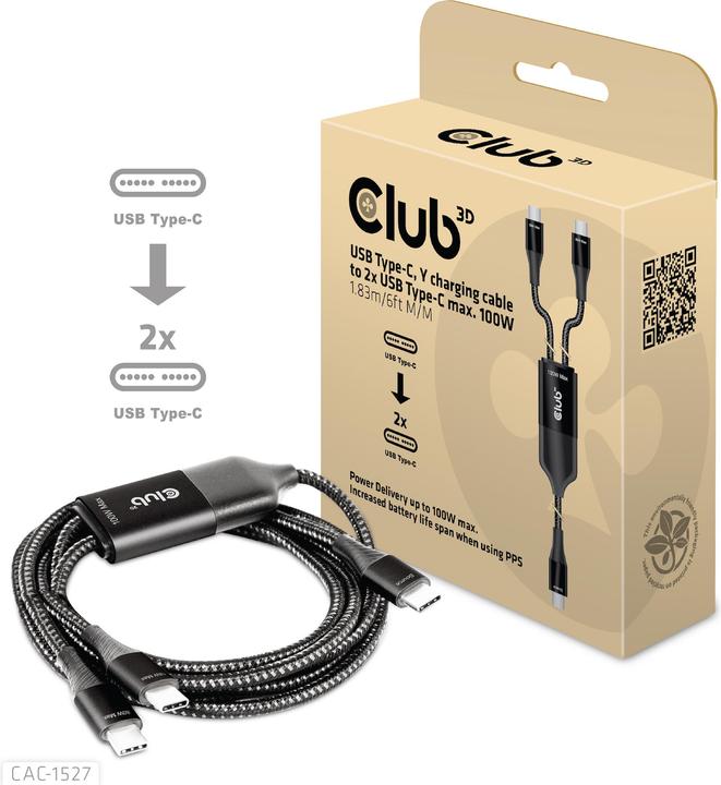 Immagine prodotto Club 3D 2in1 (1.83 m, USB 3.0, 100 W)