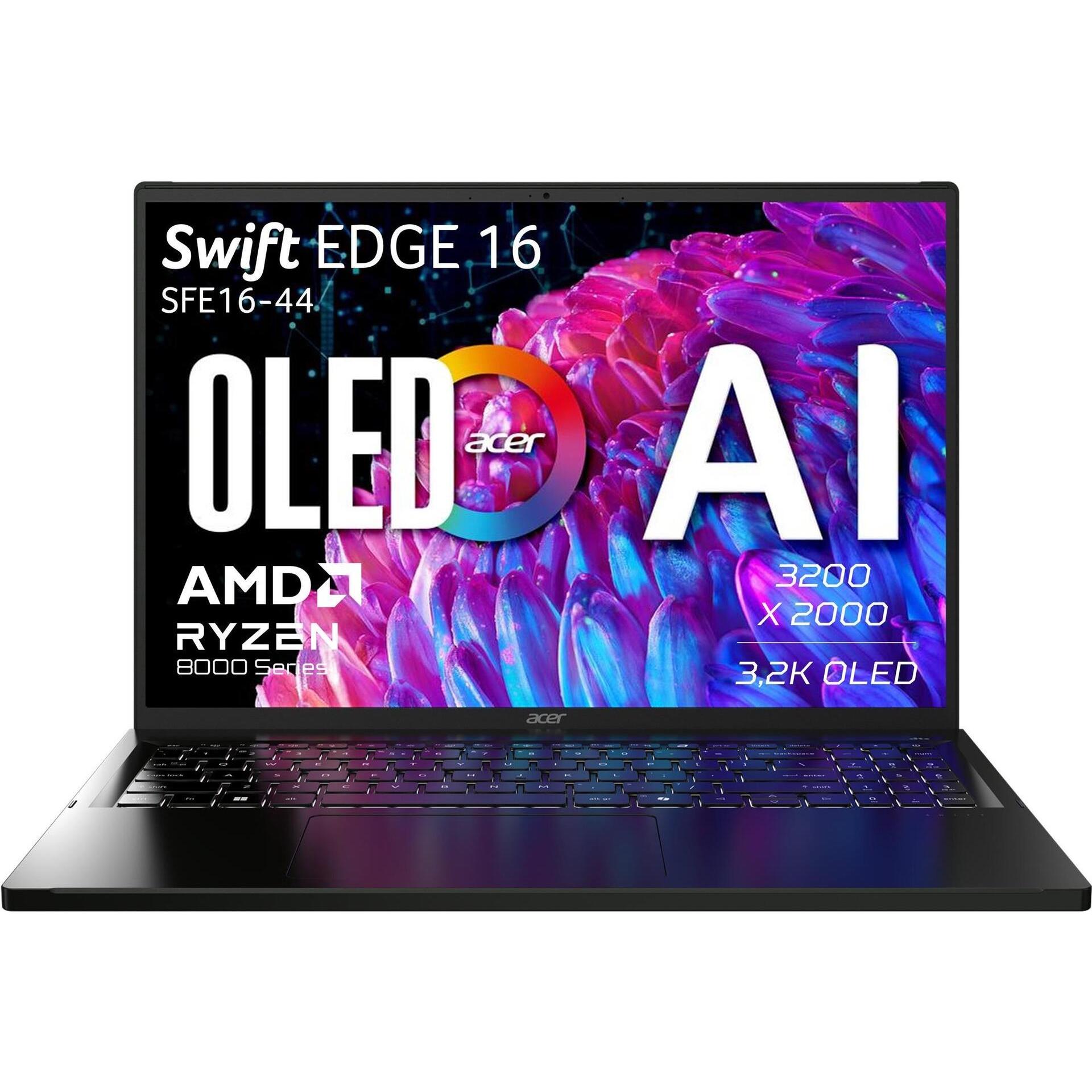 Acer Swift Edge 16 OLED (16", AMD Ryzen 5 8640U, 16 GB, 512 GB, DE), Notebook, Schwarz