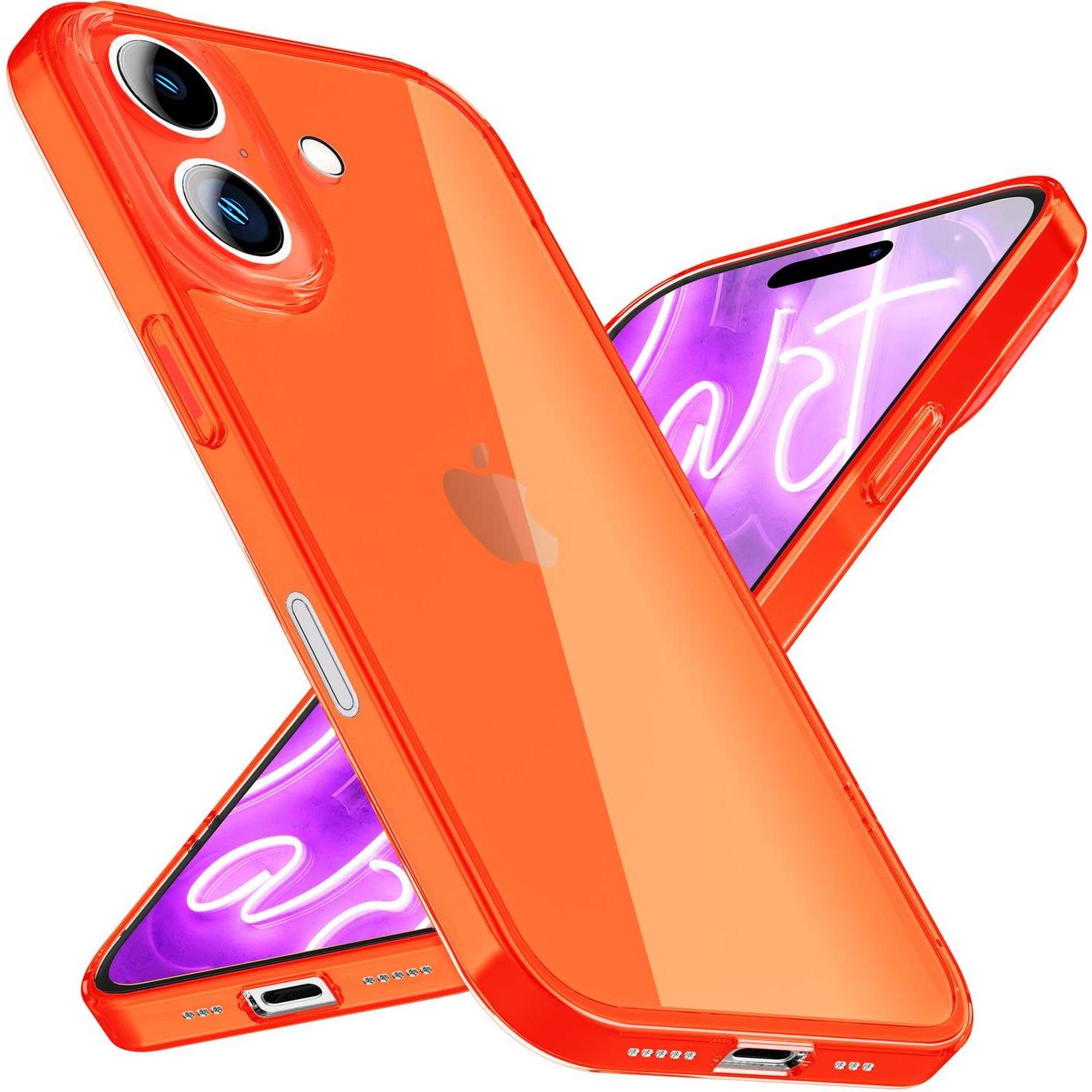 Thumbnail - Nalia Klar Transparente Neon Silikon Hülle (Apple iPhone 16 Plus), Smartphone Hülle, Orange