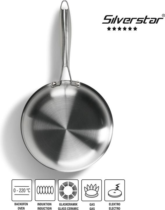 Actual product image Silverstar Stainless steel pan 24 cm with non-stick coating for induction and oven (Frying pan, Stainless steel)