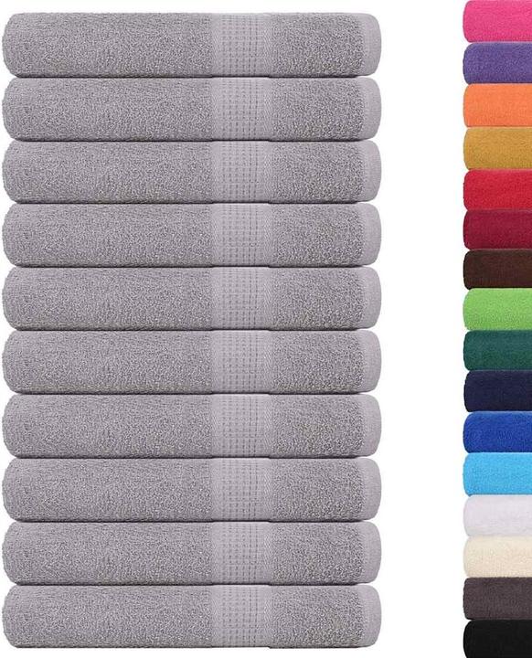 Actual product image vidaXL Towels 10 pcs. Grey 100x200 cm 360 g/m² 100% cotton beach towel (100 x 200 cm)