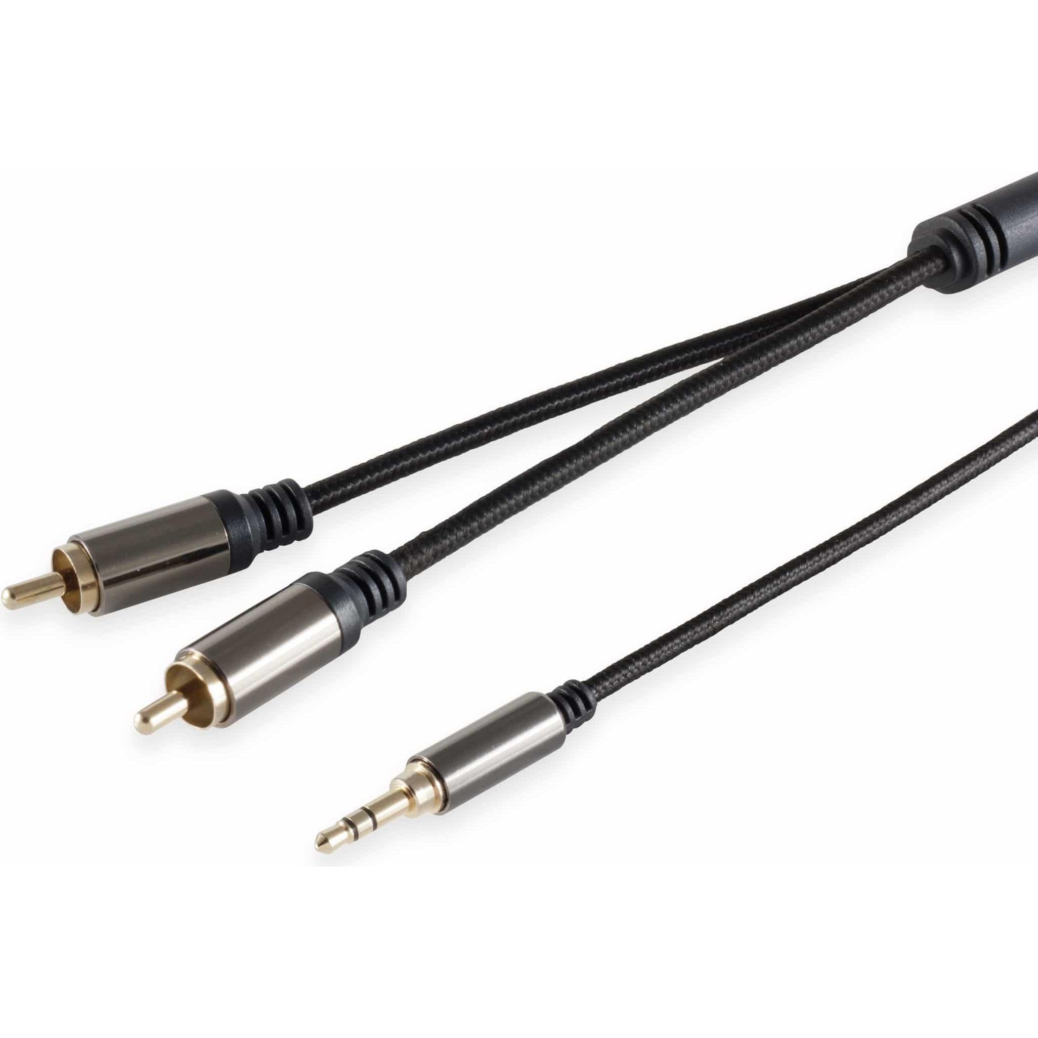 Thumbnail - Black Cotton Audio-Adapterkabel Klinke/Cinch, 3,5 mm, Stereo, 2,5 m, schwarz (2.50 m, Cinch), Audio Kabel