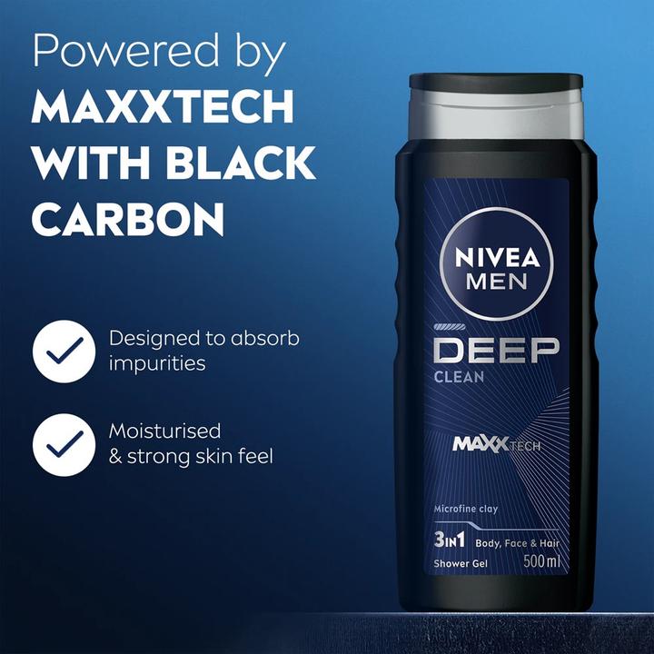 Produktbild NIVEA Men Deep Clean For Face. Body I (500 ml)