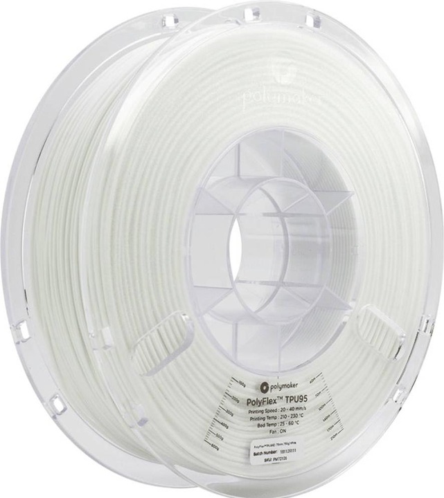 Polymaker PolyFlex TPU95 V2 - White - 1.75mm (TPU, 1.75 mm, 750 g, White)