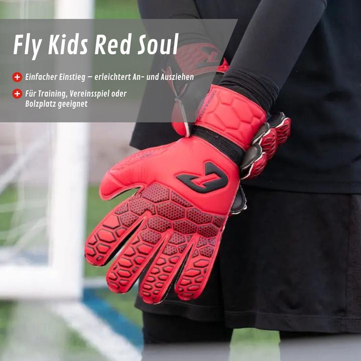 Produktbild Catch & Keep Fussballhandschuhe Fly Kids Red Soul Gr. 7 Torwart Goalie Handschuhe (7)