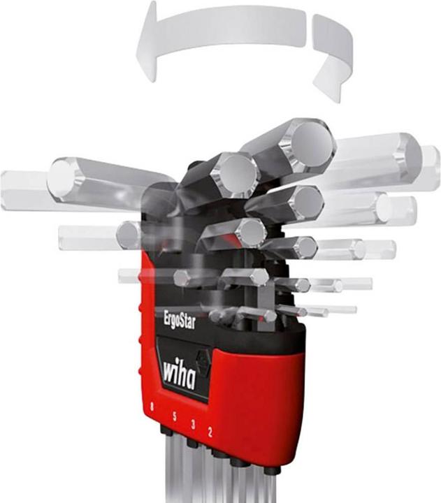 Actual product image Wiha Hex key set in ErgoStar holder 9 pcs hexagon socket spanner Hexagon spanner