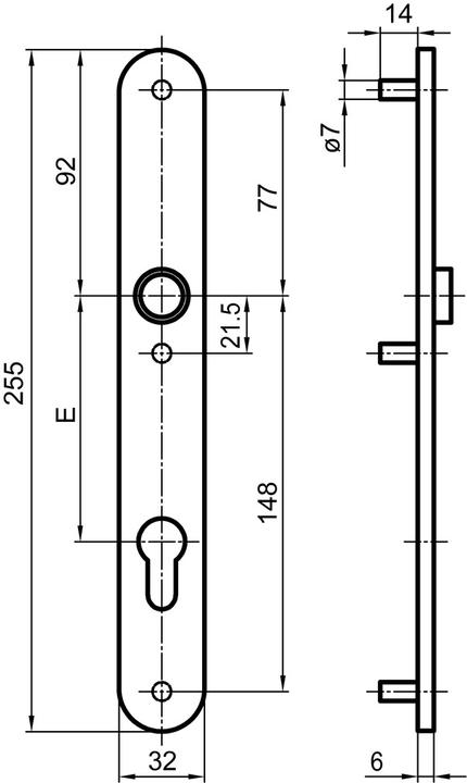Actual product image Glutz Outside door plates 5361 extra narrow (Door plate set)