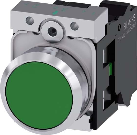 Produktbild Siemens Drucktaster 1f gn rnd Ř22mm 1S 3SU1150-0AB40-3BA0