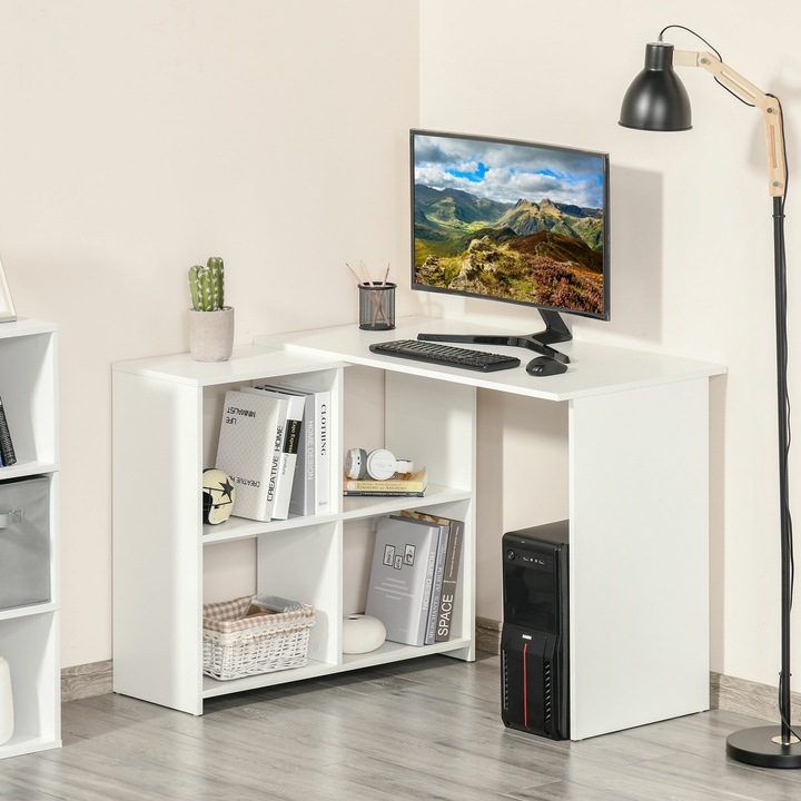Actual product image Homcom Corner Desk Desk with Shelf (100 x 90 x 75 cm)