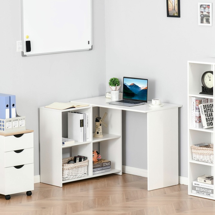 Actual product image Homcom Corner Desk Desk with Shelf (100 x 90 x 75 cm)