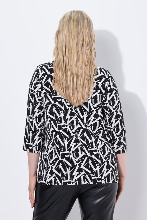Actual product image Ulla Popken Shirt, Buchstaben, Classic, V-Ausschnitt, 3/4-Arm (50, 52)