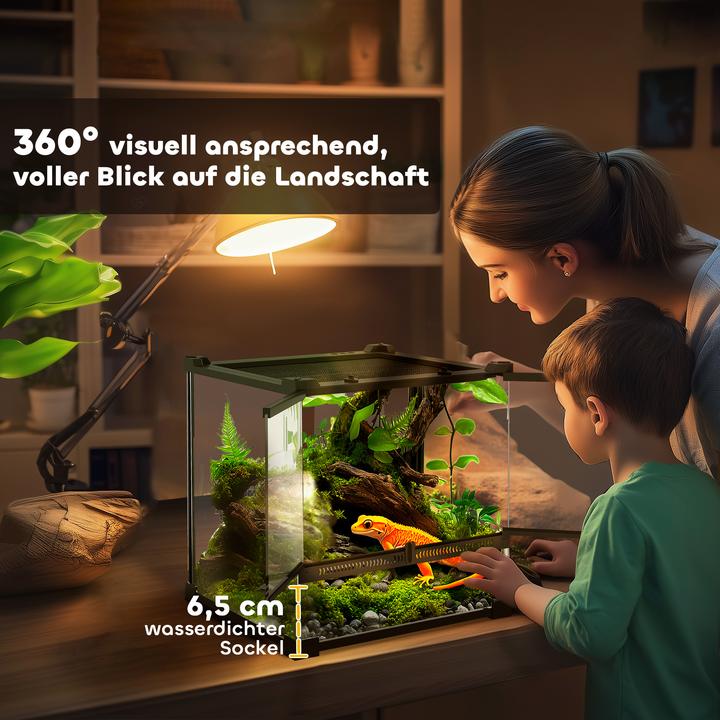 Image du produit PawHut Terrarium Hartglas, Stahl Schwarz
