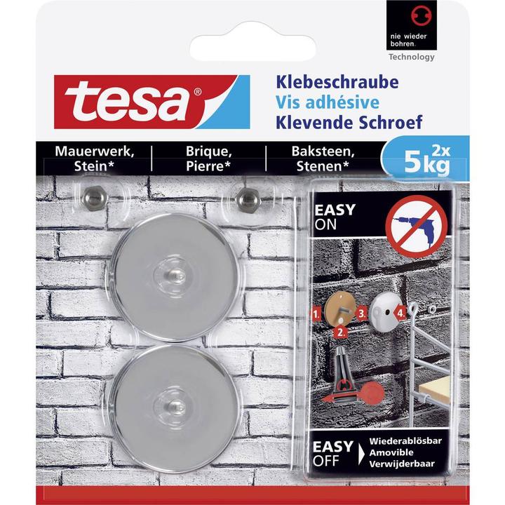 Produktbild tesa Klebeschraube für Mauerwerk & Stein, rund, 5kg Halteleistung