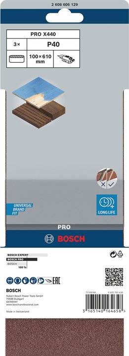 Image du produit Bosch Professional Zubehör PRO X440 bande abrasive, 100 x 610 mm, G40 (40)
