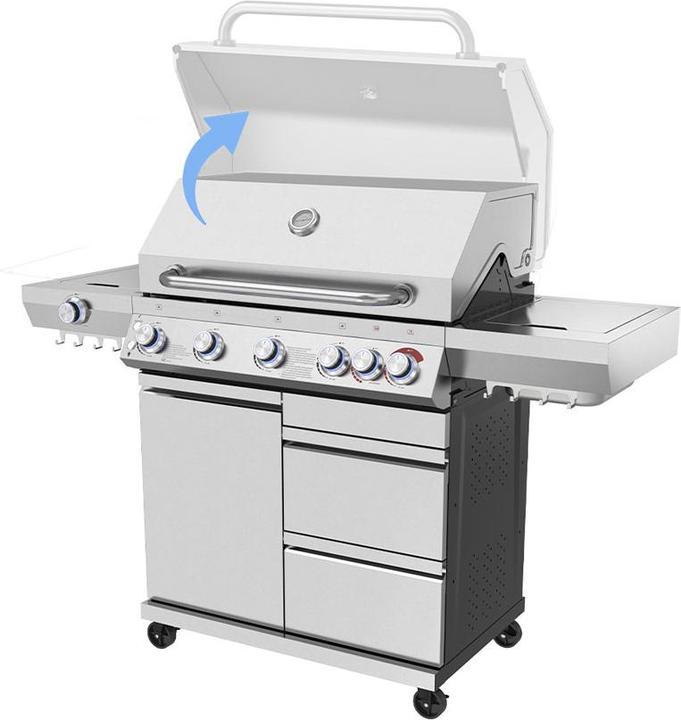 Image du produit Mr. Grill Gasgrill Expert 6 Brenner + Seitenbrenner Edelstahl (25 kW)