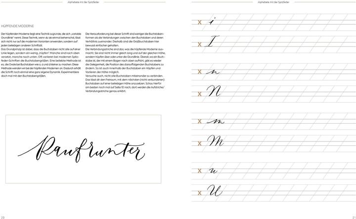 Actual product image Kalligrafie Alphabete – Das praktische Übungsheft (German, Natasha Safarik, 2021)