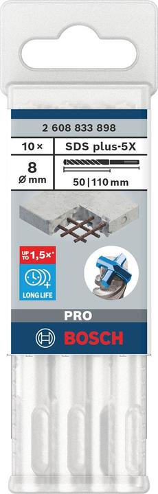 Actual product image Bosch Professional Zubehör PRO SDS plus-5X hammer drill bit, 8 x 50 x 110 mm (8 millimetres)
