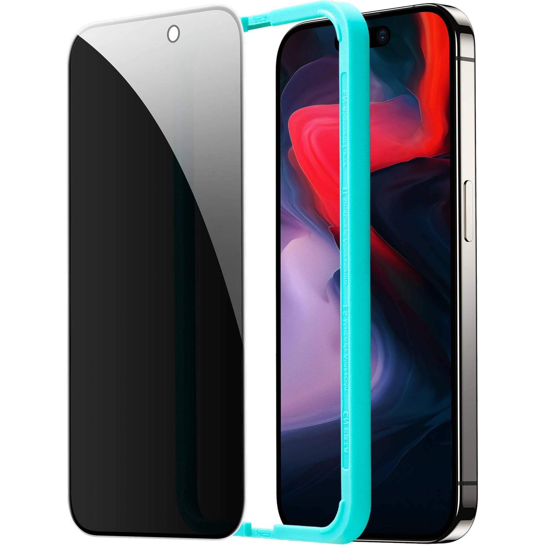 ESR Tempered-Glass Privacy Displayschutz (1 Stück, Apple iPhone 15 Pro), Smartphone Schutzfolie
