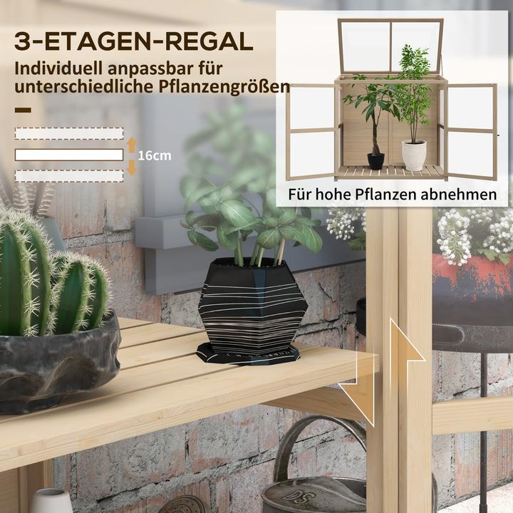 Produktbild Outsunny Frühbeet Acryl, Tannenholz Naturholz