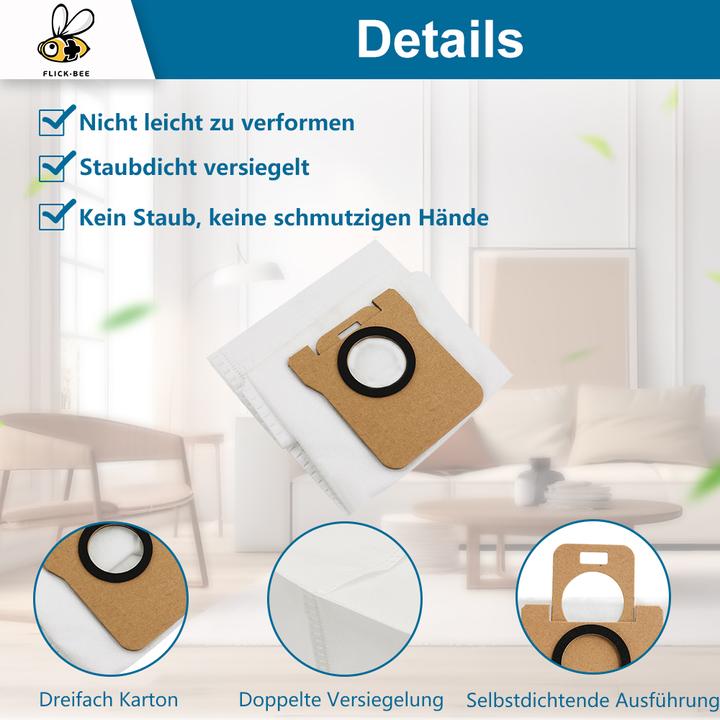 Produktbild Flickbee Staubbeutel zu Dreame L10 / L20 Ultra & Xiaomi X10+ X20+ (1x)
