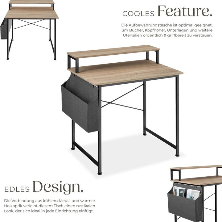 Actual product image tectake Desk with shelf and fabric bag (80 x 55 x 90 cm)
