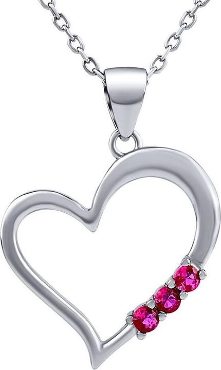 Immagine prodotto Silvego Collana d'argento HEART con ciondolo a cuore con Swarovski Zirconia fucsia SILVEGO11580NR