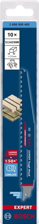 Actual product image Bosch Professional Zubehör EXPERT 'Tough Wood' S 1142 KHM reciprocating saw blade, 10 pieces
