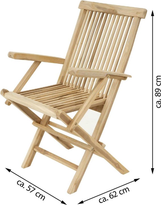 Actual product image VCM Stuhl Teak Holz 2er Set klappbar massiv Holzstuhl Armlehne unbehandelt