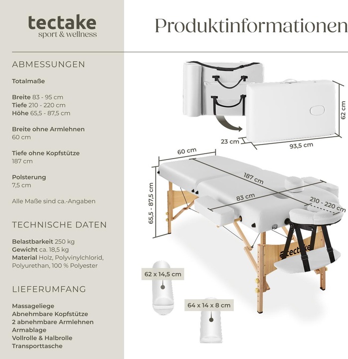 Actual product image tectake Massage table