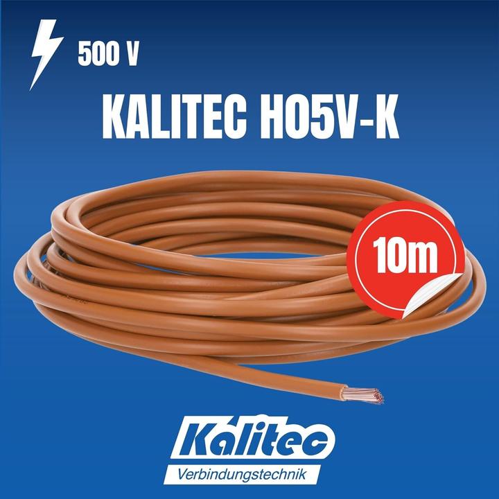 Produktbild Kalitec 10 Meter H05V-K 0,5 mm² braun I Kabel 0,5mm2 als Verdrahtungsleitung I flexible Aderleitung (10 m)