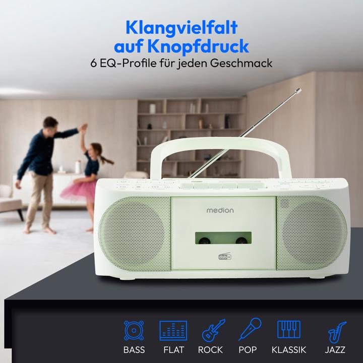 Actual product image Medion MED MD400003 LIFE DRX-1 grün Radiorekorder mit CD-Spieler und Kassettendeck (DAB+, FM, PLL, Bluetooth)