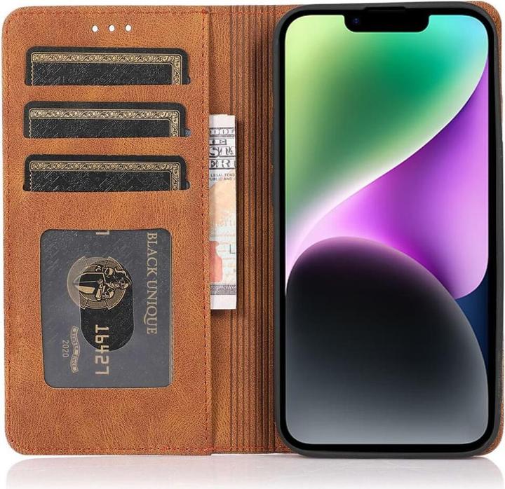 Produktbild Cover-Discount iPhone 15 Plus - Vintage Flip Case Hülle braun (Apple iPhone 15 Plus)