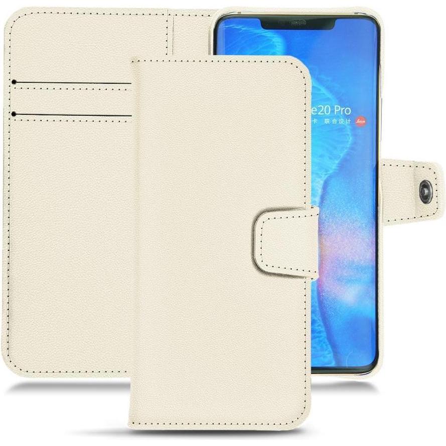 Noreve Lederschutzhülle Wallet (Huawei Mate 20 Pro), Smartphone Hülle, Weiss